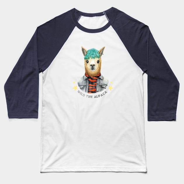 Watercolor Wild the alpaca Baseball T-Shirt by fears